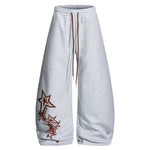 6032148184873,6032148184874,6032148184875,6032148184876, Wide Leg Star Print Drawstring Sweatpants