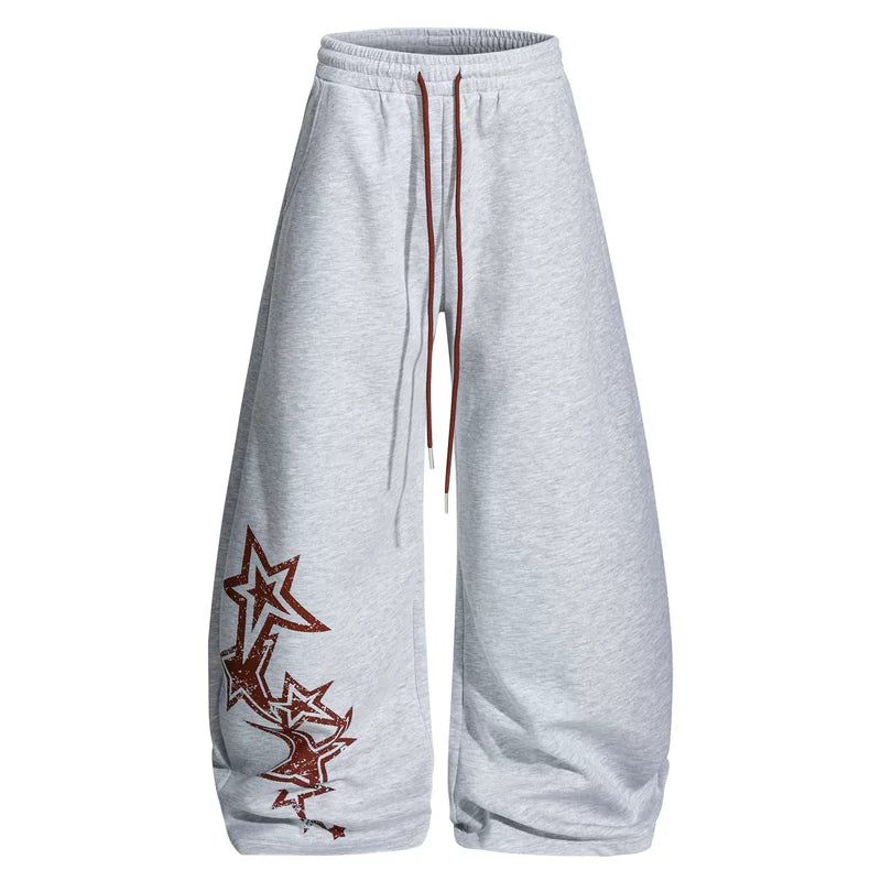 6032148184873,6032148184874,6032148184875,6032148184876, Wide Leg Star Print Drawstring Sweatpants