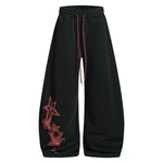 6032148184877,6032148184878,6032148184879,6032148184880, Wide Leg Star Print Drawstring Sweatpants