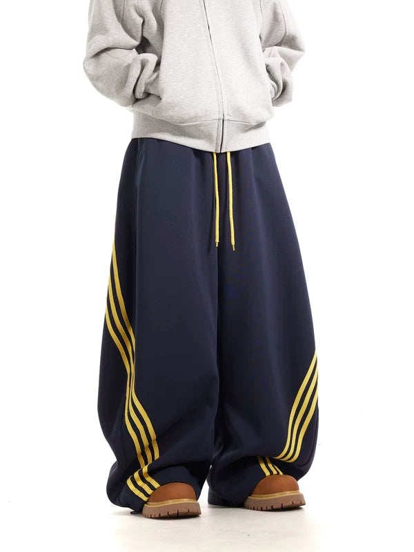 Wide Leg Three-Stripe Drawstring Sweatpants 1