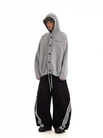 Wide Leg Three-Stripe Drawstring Sweatpants 2
