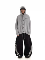 Wide Leg Three-Stripe Drawstring Sweatpants 4