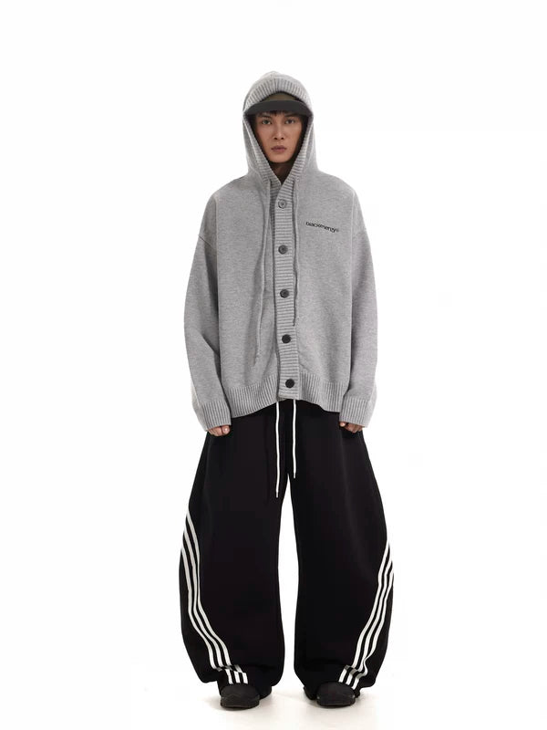 Wide Leg Three-Stripe Drawstring Sweatpants 4