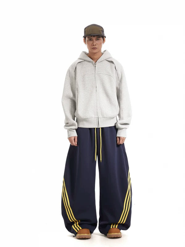 Wide Leg Three-Stripe Drawstring Sweatpants 5