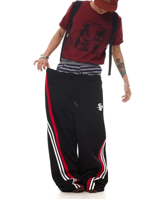 Wide-Leg Three Stripe Sporty Sweatpants 3