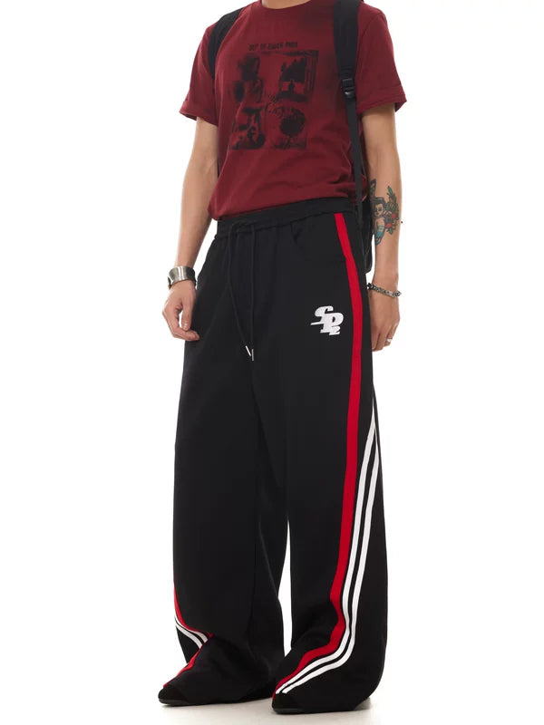 Wide-Leg Three Stripe Sporty Sweatpants 4
