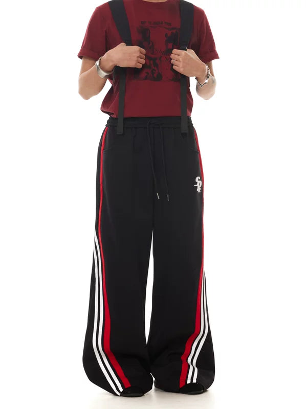 Wide-Leg Three Stripe Sporty Sweatpants 5