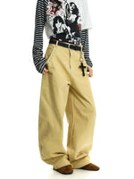 Wide-Leg Twill Cargo Pants with Rivets 2