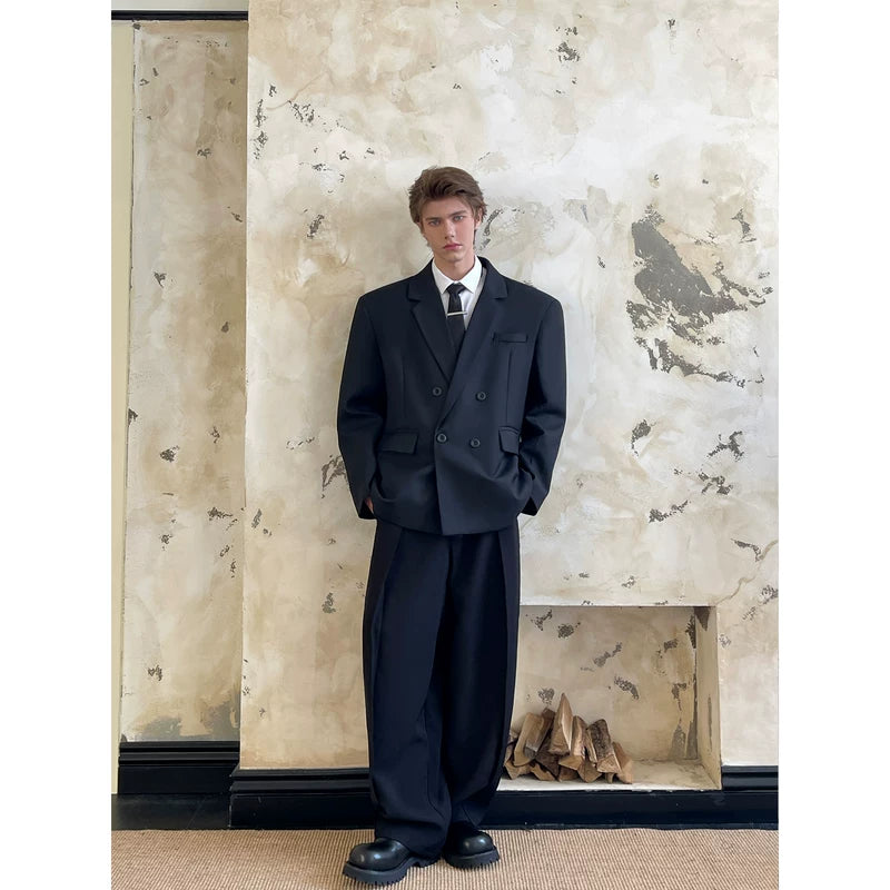 Wide-Shoulder Oversized Double-Breasted Suit Jacket 4