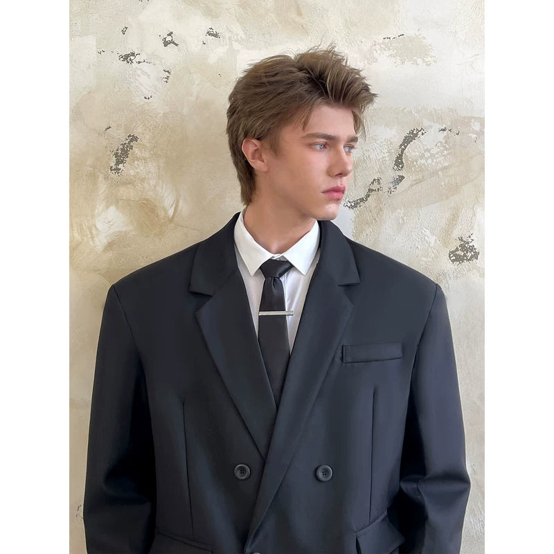 Wide-Shoulder Oversized Double-Breasted Suit Jacket 5