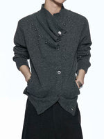 Wool Blend Asymmetrical Rivet Detail Sweater 1