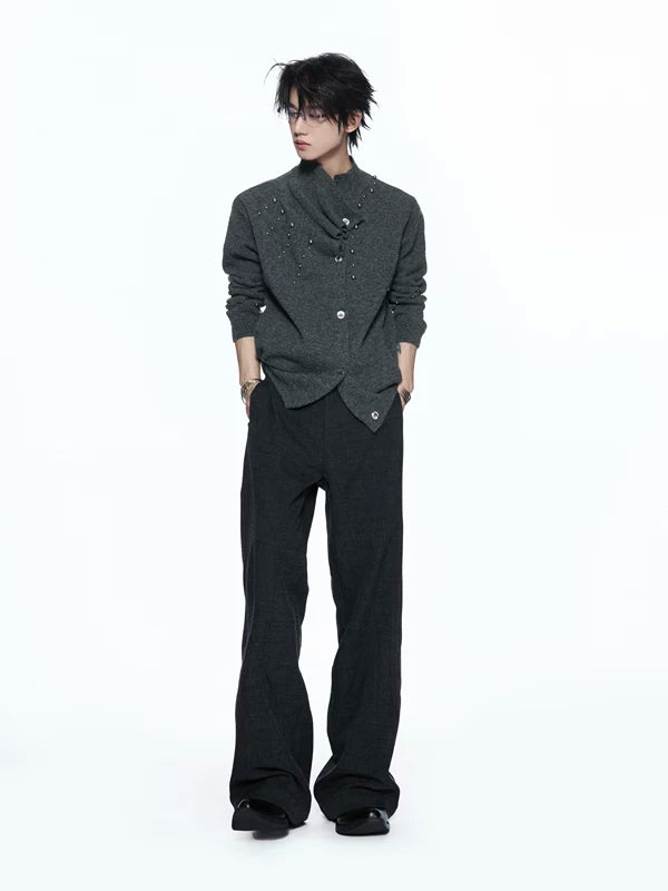 Wool Blend Asymmetrical Rivet Detail Sweater 3