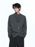 Wool Blend Asymmetrical Rivet Detail Sweater 4
