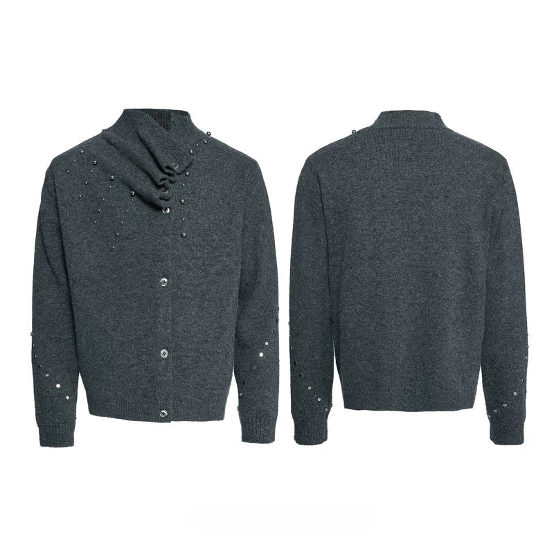 6296238654144,6296238654145,6296238654146, Wool Blend Asymmetrical Rivet Detail Sweater