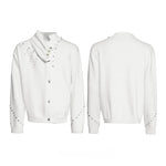 6297761674594,6297761674595,6297761674596, Wool Blend Asymmetrical Rivet Detail Sweater