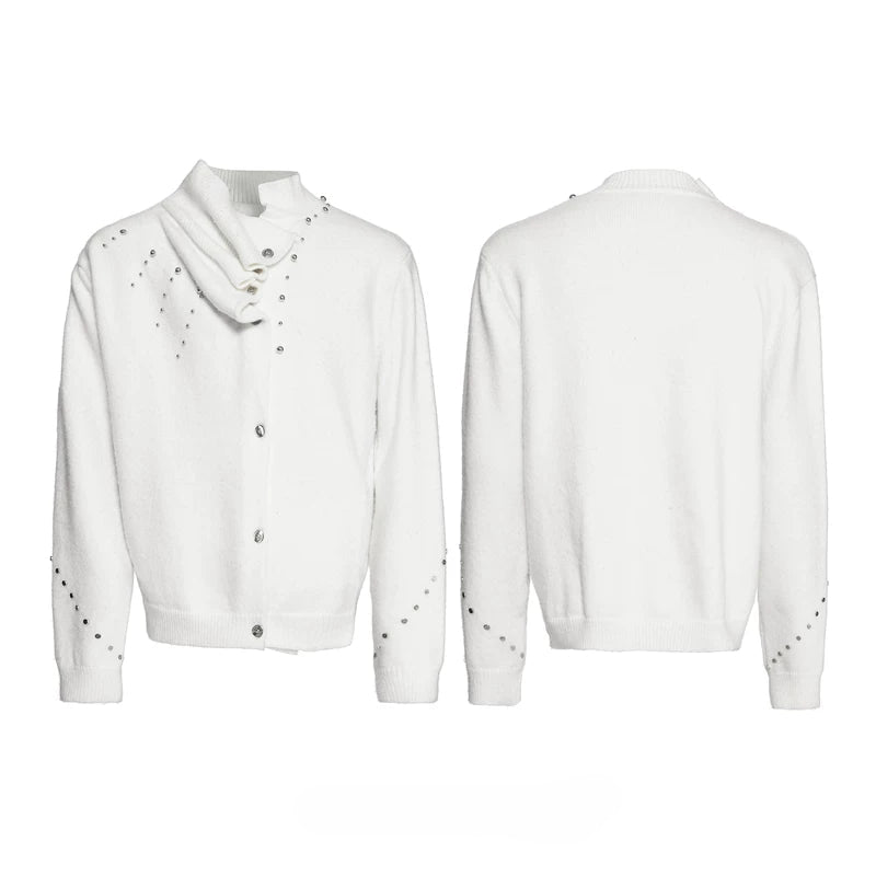 6297761674594,6297761674595,6297761674596, Wool Blend Asymmetrical Rivet Detail Sweater