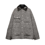 Wool Blend Quilted Shirt Jacket with Leather Collar 1