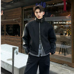 Wool Bomber Jacket with Leather Sleeves 2