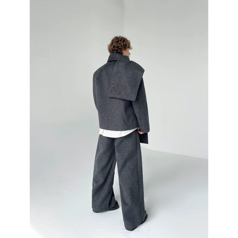 Wool Cardigan Suit Set with Scarf 5