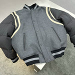 Wool Flannel Down Baseball Jacket 3