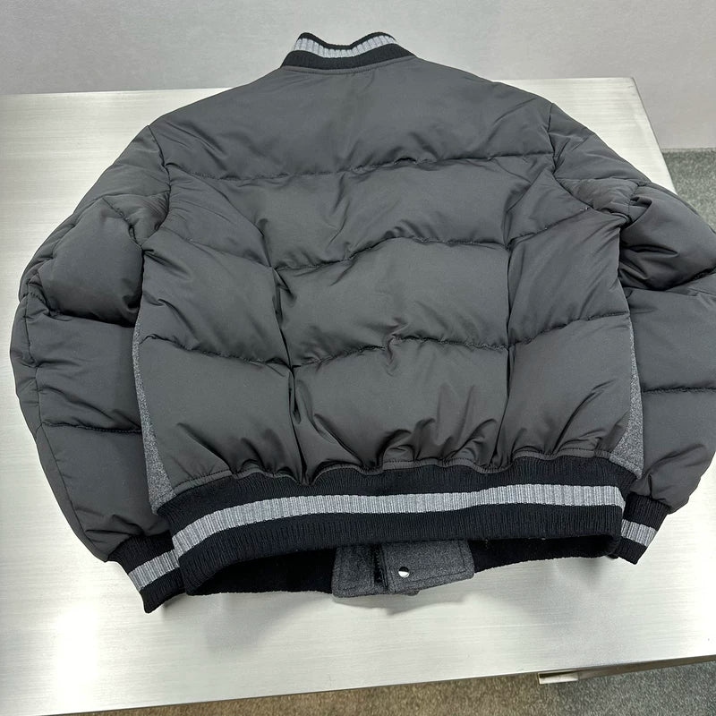 Wool Flannel Down Baseball Jacket 4