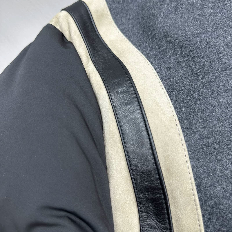 Wool Flannel Down Baseball Jacket 5