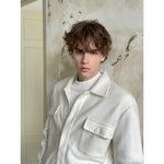 Wool Knit Button-Front Pocket Shirt 2