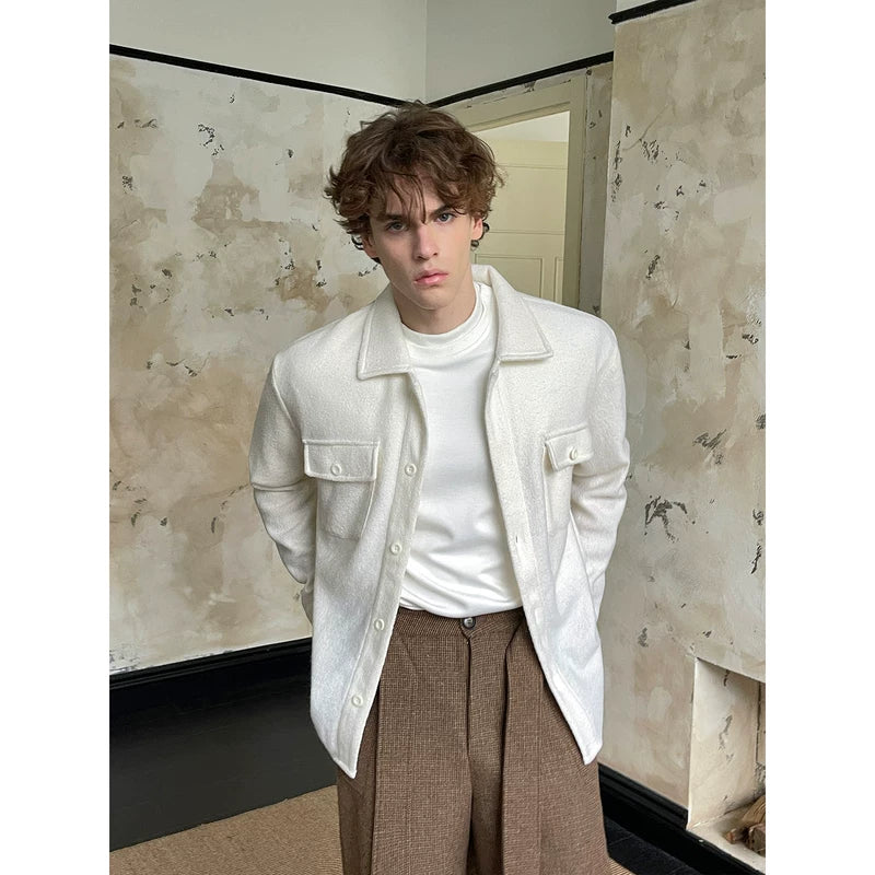 Wool Knit Button-Front Pocket Shirt 4