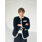 Wool Textured Trimmed Button-Front Jacket 1