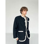 Wool Textured Trimmed Button-Front Jacket 4