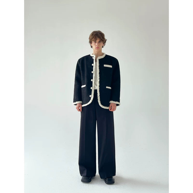 Wool Textured Trimmed Button-Front Jacket 5
