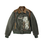 Wool Varsity Jacket with Floral Embroidery 1