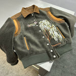 Wool Varsity Jacket with Floral Embroidery 3