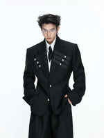 Woven Detail Padded Shoulder Suit Set 4