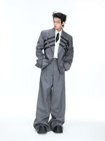 Woven Detail Padded Shoulder Suit Set 5