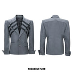 6057666316052,6057666316054,6057666316056,6057666316058, Woven Detail Padded Shoulder Suit Set