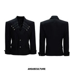 6223334751821,6223334751822,6223334751823,6223334751824, Woven Detail Padded Shoulder Suit Set