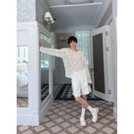 Woven Floral Paper Shorts with 3D Beading 5