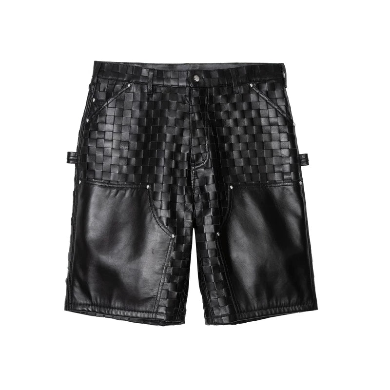 Woven Leather Cargo Shorts 1