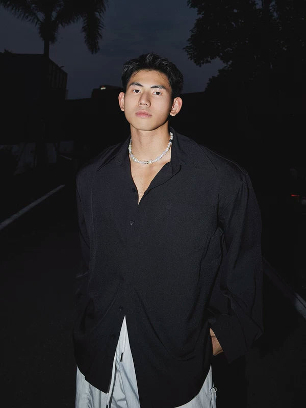 Wrinkle-Resistant Silk Shirt With Large Collar 2