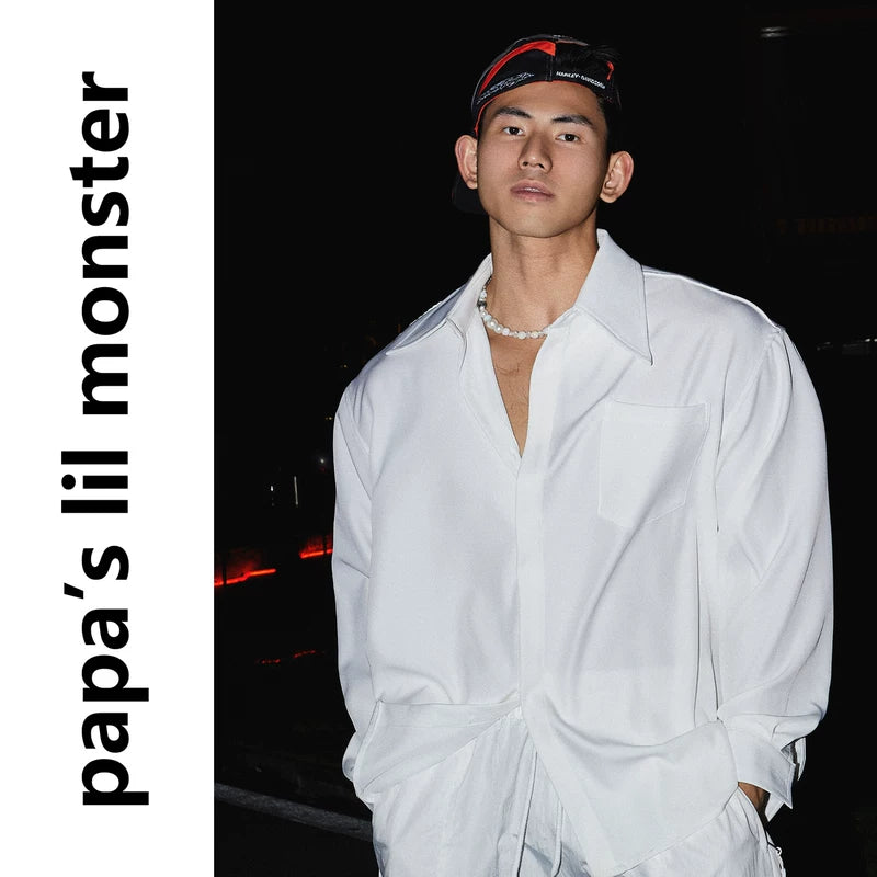 5784915103259,5784915103260,5784915103261,5784915103262,6141413271043, Wrinkle-Resistant Silk Shirt With Large Collar