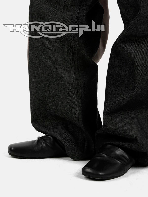Wrinkled Leather Square Toe Mule Slippers 2