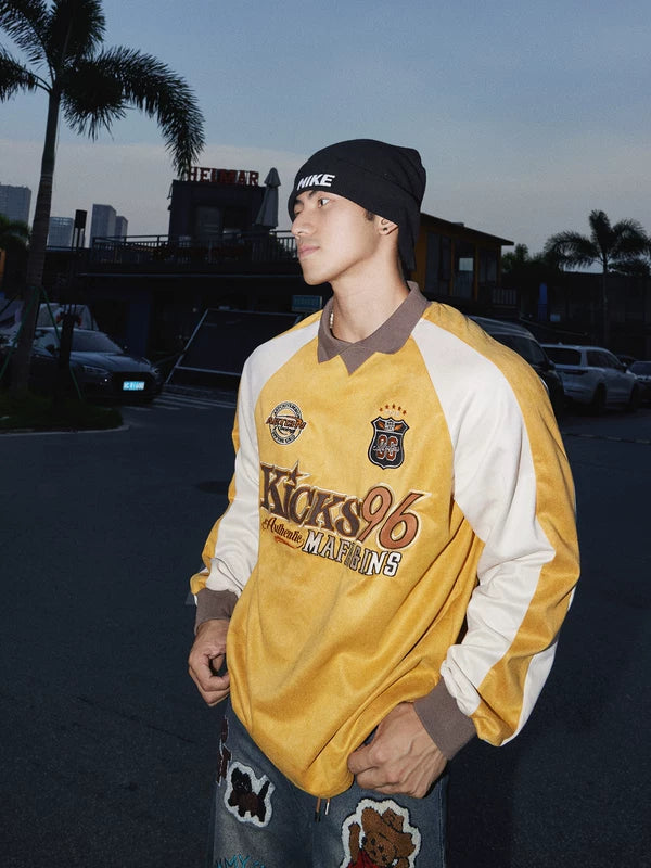 Y2K Color Block Long-Sleeve Polo Shirt 1