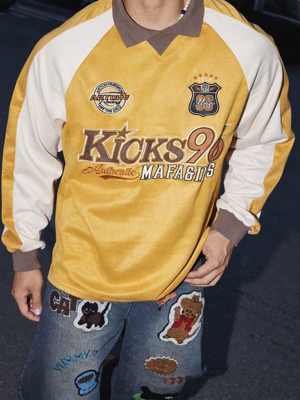 Y2K Color Block Long-Sleeve Polo Shirt 3