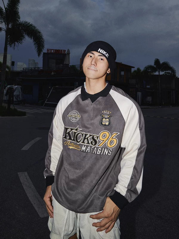 Y2K Color Block Long-Sleeve Polo Shirt 4