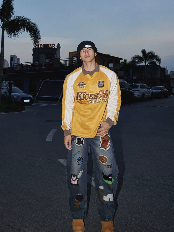 Y2K Color Block Long-Sleeve Polo Shirt 5