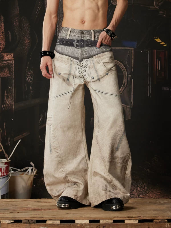 Y2K Double Waistband Wide-Leg Pants 2