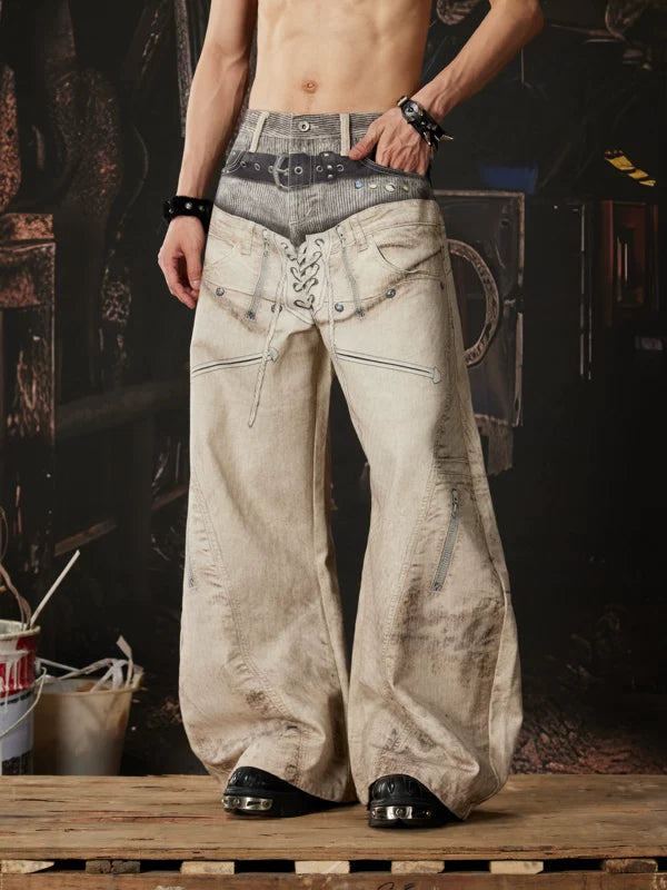 Y2K Double Waistband Wide-Leg Pants 5