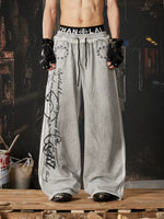 Y2K Graphic Double Waistband Wide Leg Pants 1