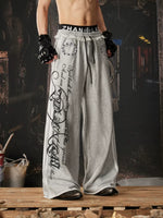 Y2K Graphic Double Waistband Wide Leg Pants 4